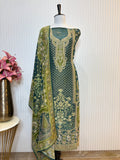 Shimmer Front & Back Printed Unstitched Suit with Dori Embroidery & Beads Work Paired with Digital Print Shimmer Dupatta