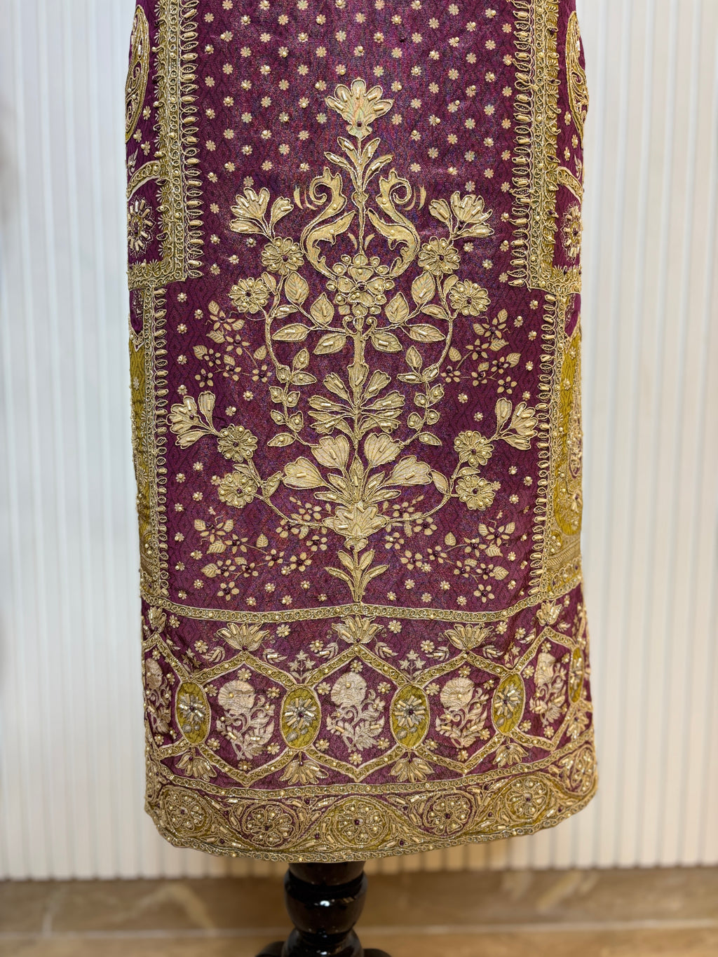 Shimmer Front & Back Printed Unstitched Suit with Dori Embroidery & Beads Work Paired with Digital Print Shimmer Dupatta