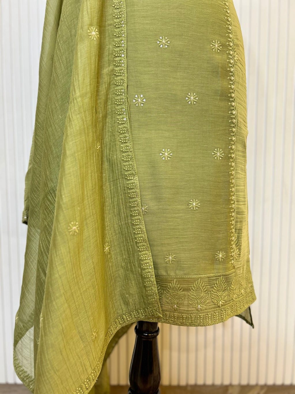 Mul Cotton Embroidered Unstitched Suit Set with Hand Beads Work & Embroidered Mul Cotton Dupatta | Premium Ethnic Salwar Suit Material for Women