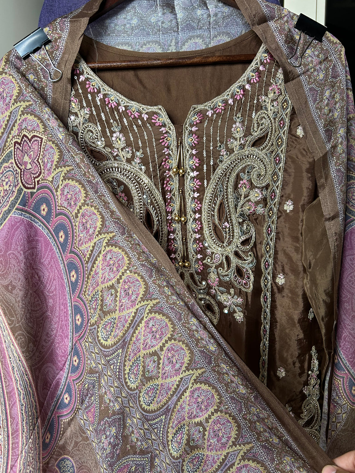 HO Silk Embroidered Cutwork Suit with Digital Print Chinon Dupatta