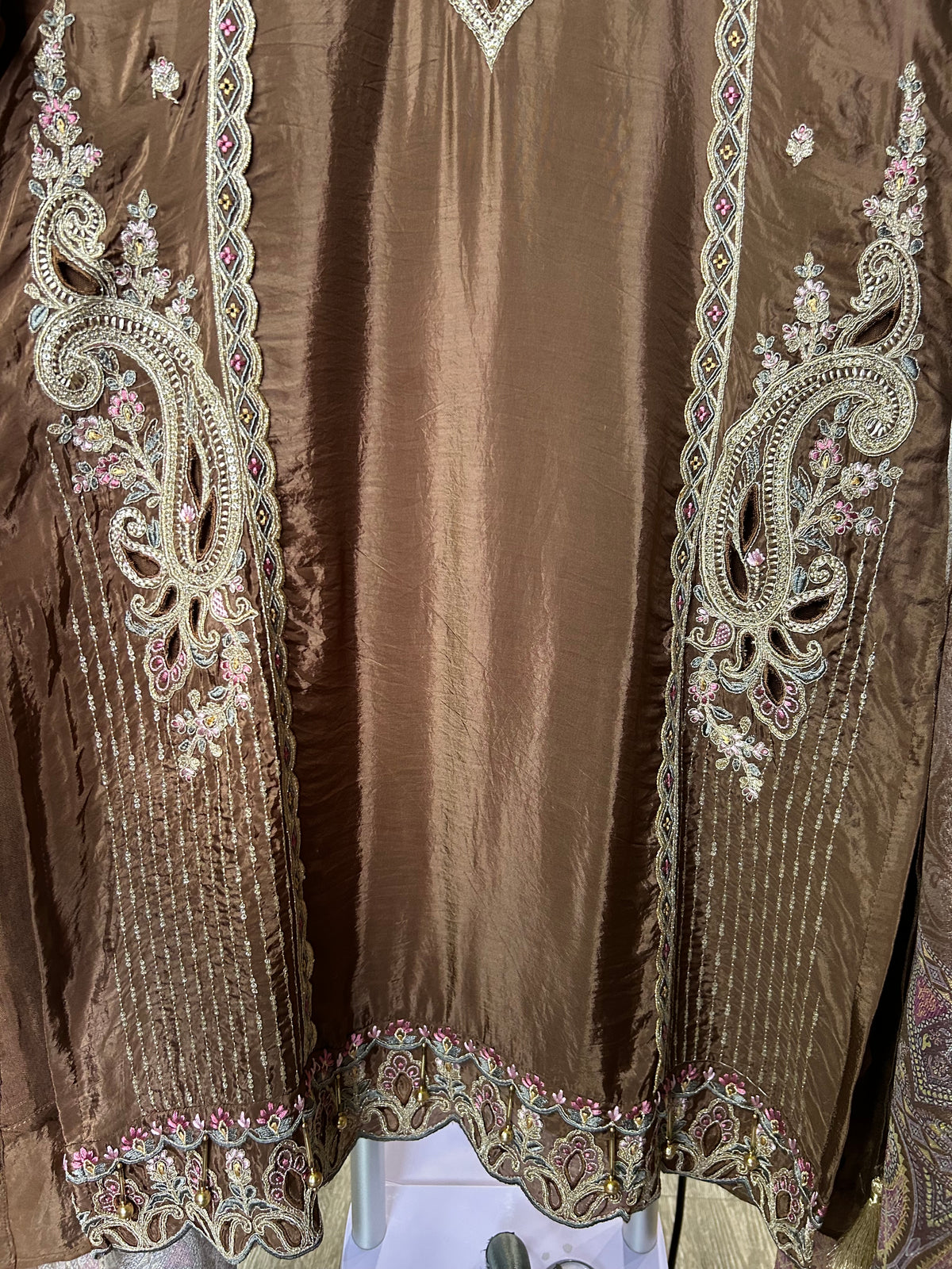 HO Silk Embroidered Cutwork Suit with Digital Print Chinon Dupatta