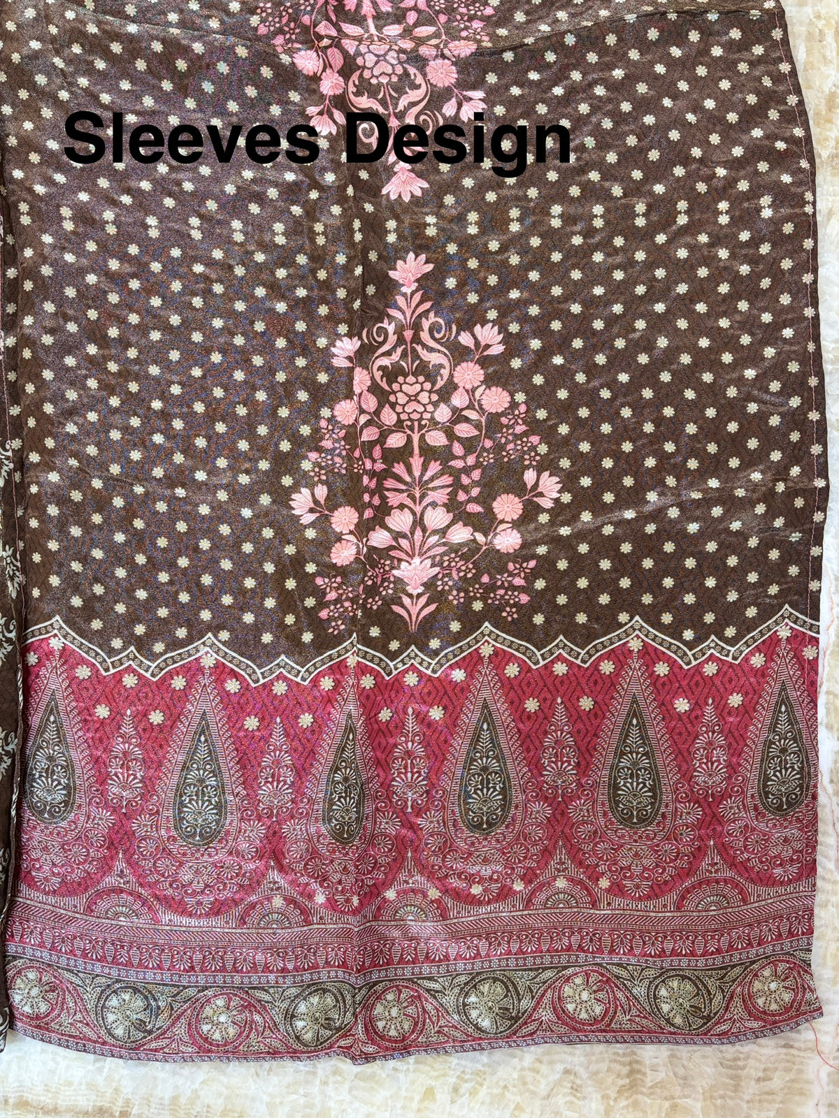 Shimmer Front & Back Printed Unstitched Suit with Dori Embroidery & Beads Work Paired with Digital Print Shimmer Dupatta